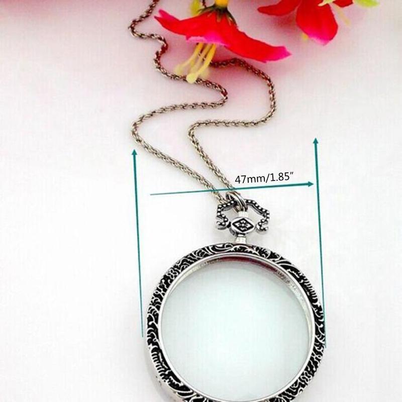 Women 3X Magnifier Necklace Pendant Magnifying Glass Necklace Pendant Hanging Magnifying Glass Chain Vintage Reading top sale
