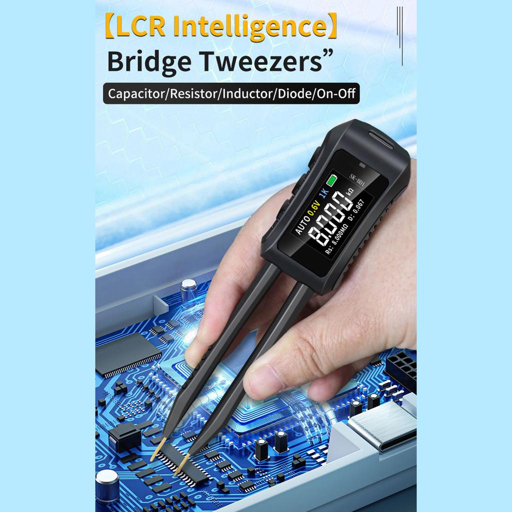 LCR-Messzange 10 kHz Digitalmultimeter-Tester mit OLED-Display für Induktivität, Kapazität, Widerstand, Diode, Schalter