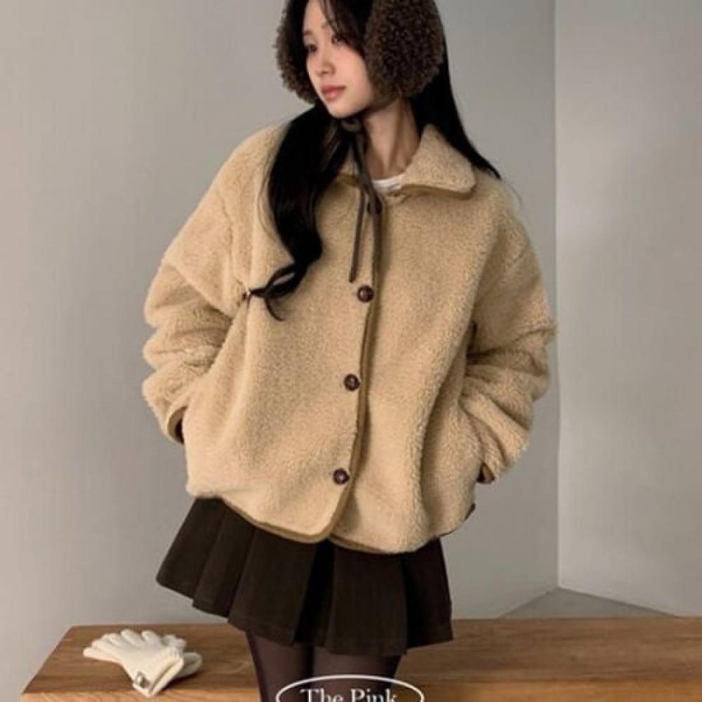 The Pink Women S Tiling Color Block Boucle Fleece Jacket