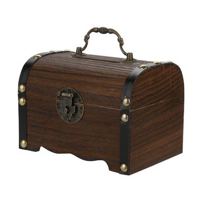 Alcancía de madera, caja de ahorros segura con cerradura, talla de madera, cofre del tesoro legendario hecho a mano