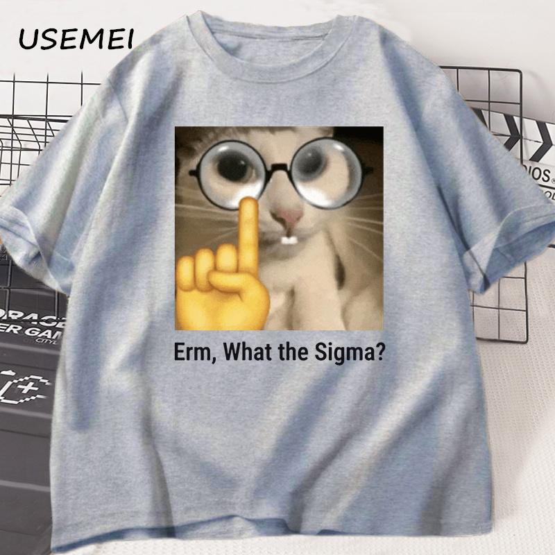 Erm What The Sigma Meme Tshirt Unisex Unisex Funny Graphic T Shirts Brainrot Tee Silly Cat Humor Tees Casual Cotton Clothes Tops
