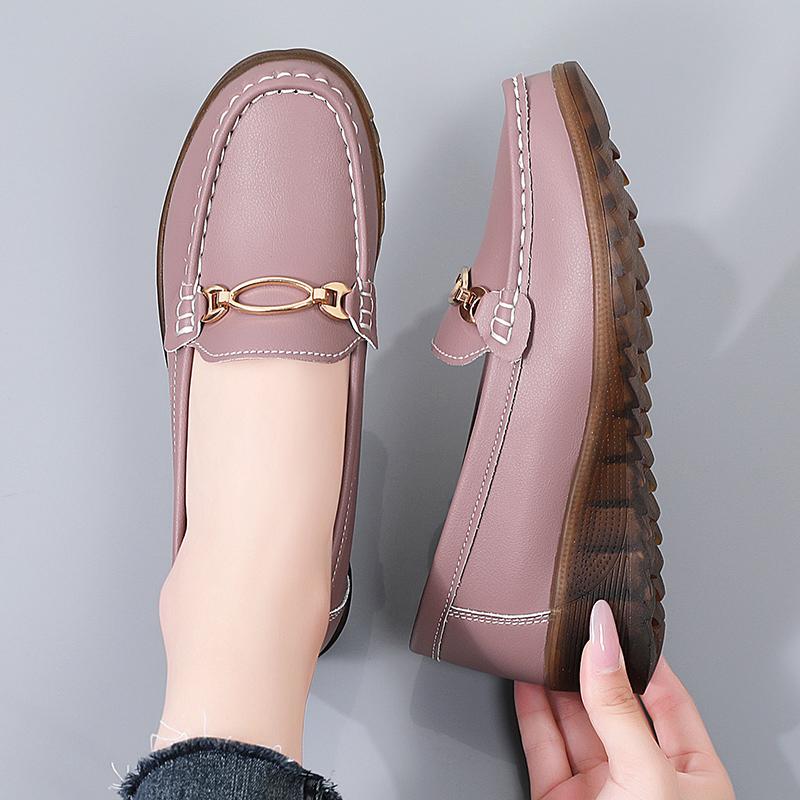 Women's Black Loafers Moccasins Casual Slip On Grey Flats Walking Shoes for Mother Plus Size