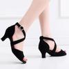 Fashion Women's Ball Party Latin Tango Chacha Waltz Closed Toe Leather High Heel Dance Shoes Heel Height 5CM