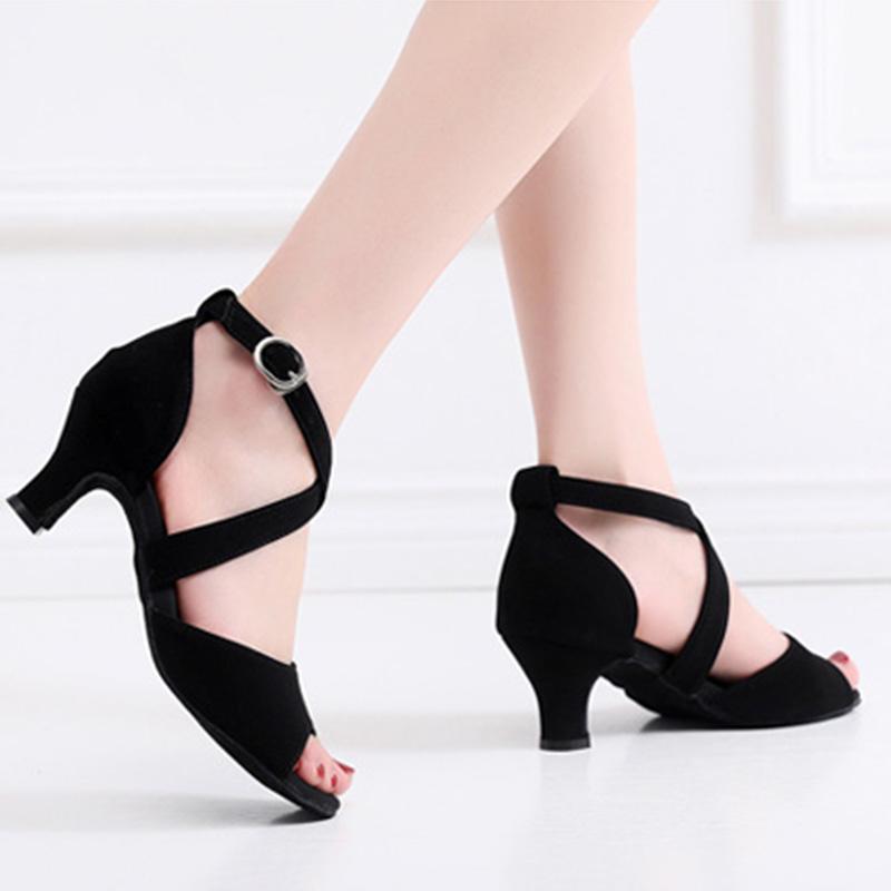 Fashion Women's Ball Party Latin Tango Chacha Waltz Closed Toe Leather High Heel Dance Shoes Heel Height 5CM