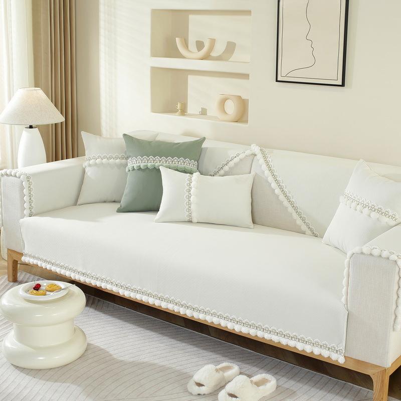 

Меховая шариковая шенилловая подушка для дивана на все сезоны, кружевная однотонная противоскользящая подушка, новый чехол для дивана 70*70cm