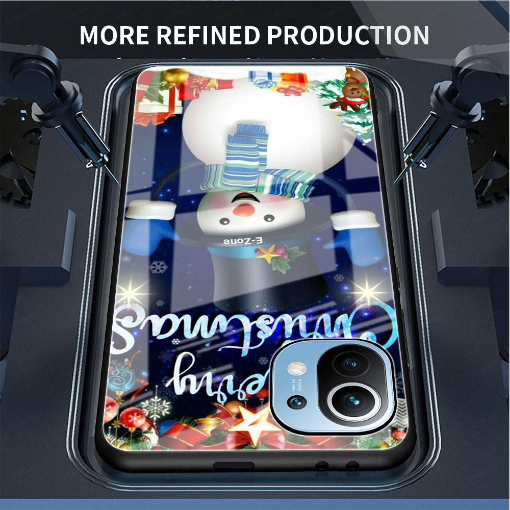 Kreslený Sněhulák Vánoční Skleněný Kryt pro Xiaomi Poco X3 NFC 11 Lite 11T F3 M3 Redmi Note 11 10 9 8 Pro 10S 9S 9A 9C Kryt na Telefon