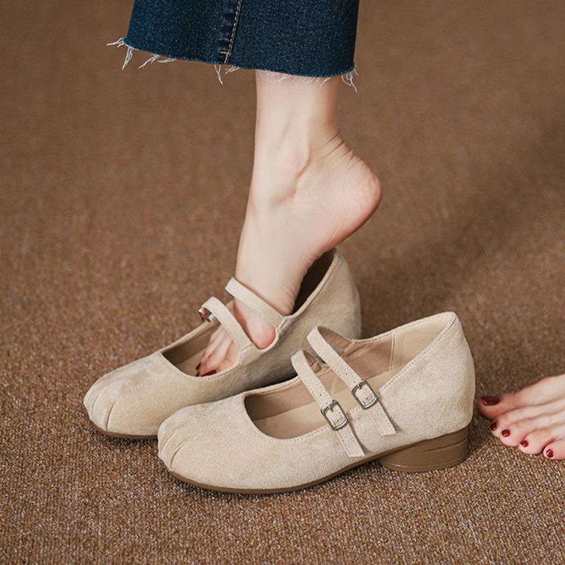 

Весенние однословные туфли Мэри Джейн на плоском каблуке, женские туфли с красным ретро балетом и разделенным носком 34