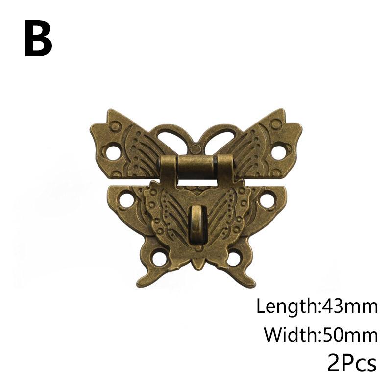 Vintage Butterfly Lock Antique Bronze Hasp Latch Upscale Jewelry Wooden Box Cabinet Lock Case Decorative Hardware Accessory
