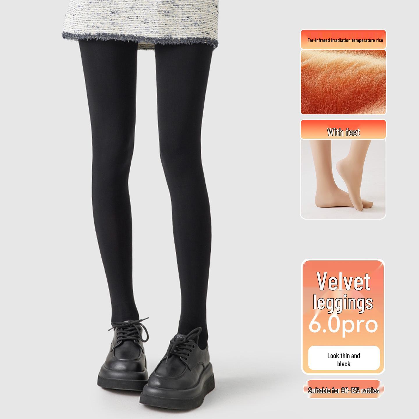 

Women s Plus Size Fleece-Lined Black Velvet Tights - 80D Warm Winter Leggings 80D Thin No Fleece (20-28°C)