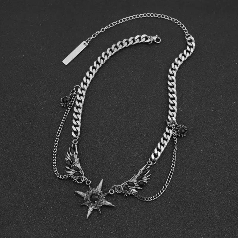 Glimmering Star Wing Pendant Necklace Lightweight Alloy Jewelry Piece For Women Stylish Gift For Special Occasion