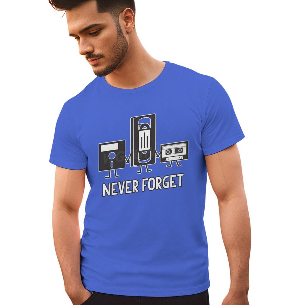 Never Forget Print Floppy Disk Cassette Tape Pattern T Shirts Men Women Vintage Short Sleeve Streetwear Fashion Male Tshirts