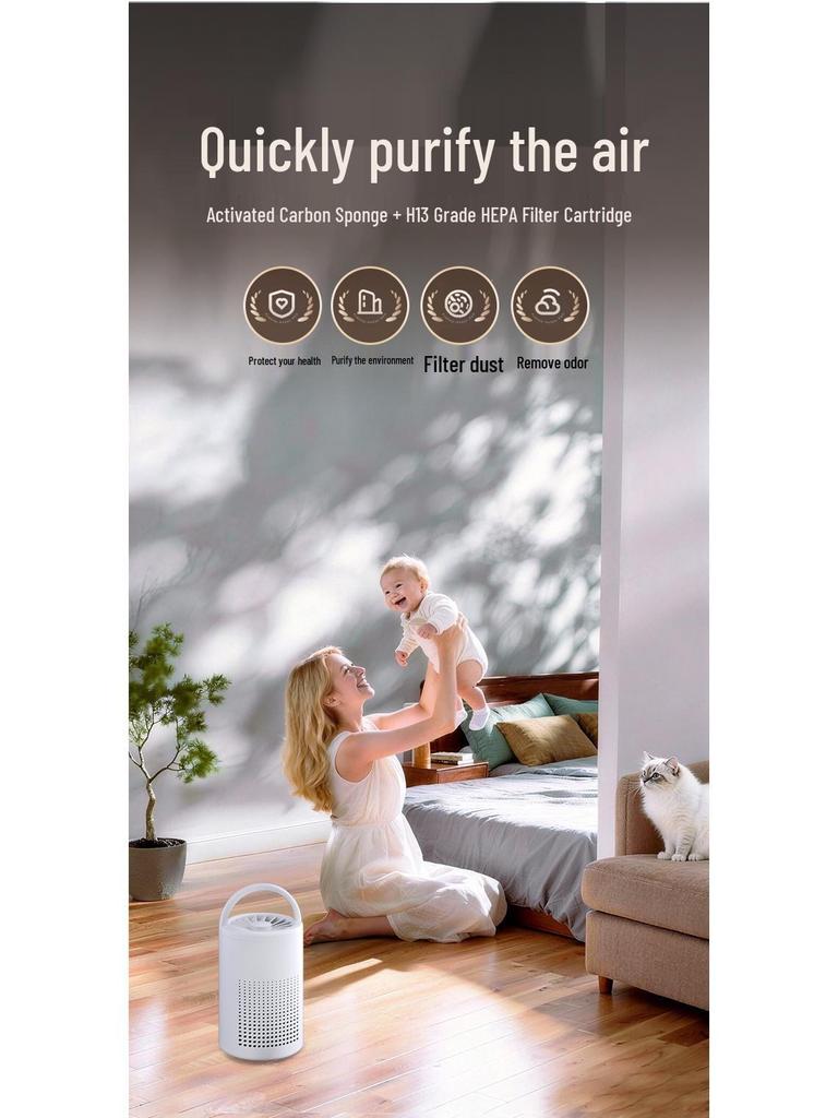 Compact USB Desktop Air Purifier for Indoor Smoke and PM2.5 Reduction