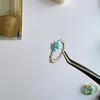 2025 Summer Macaron Color Beaded Flower Ring - Korean Porcelain Women's Jewelry