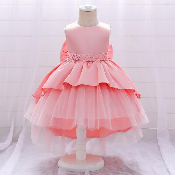 Infant Big Bow Trailing Baby Dress Costumes Kids Clothes Princess Party Wedding Dresses for Baby Girls 1st Year Birthday Dress