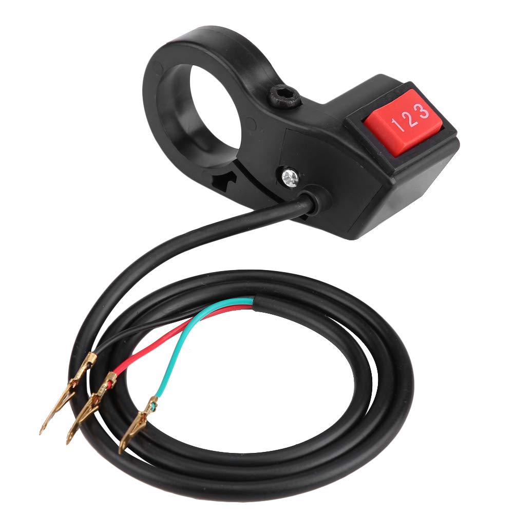 Qiilu 22mm 7/8in Handlebar Switch Shift Electric 3 Speed Module Switch Shift Handlebar Control Switch for Motorcycle E-Bike Scooter