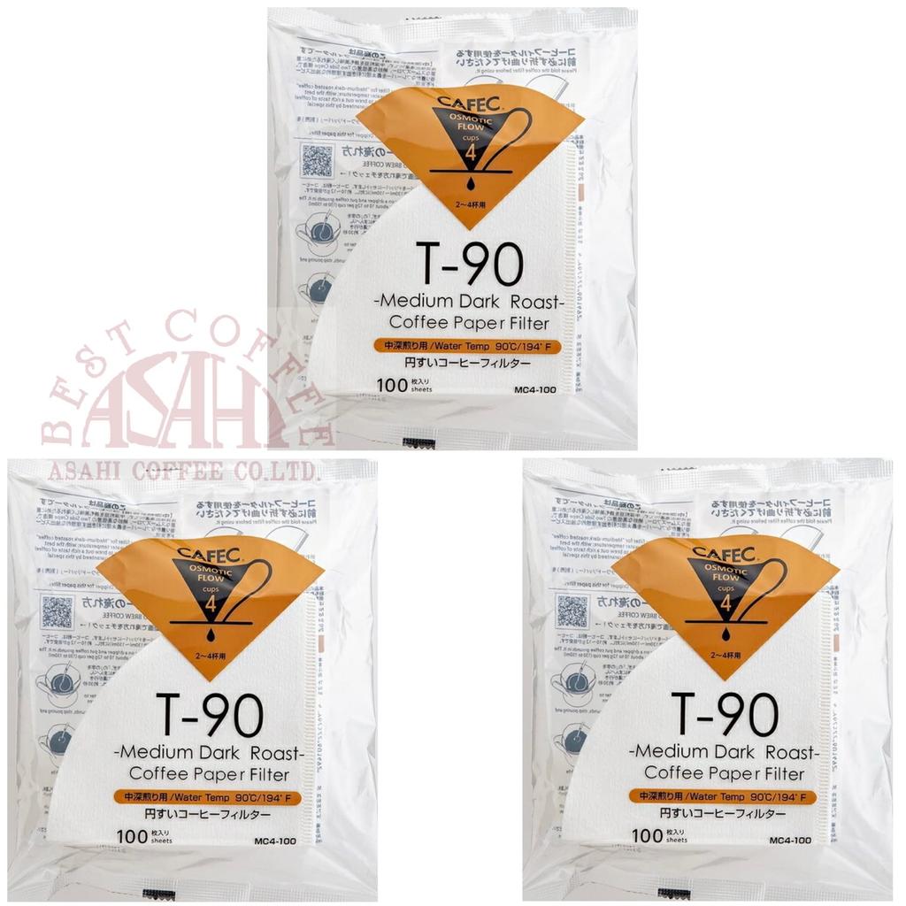 Sanyo Sangyo CAFEC MC4100 Conical Paper Coffee Filters for Medium To Medium-Dark Roast Coffee (2-4 Cups), White (100 Filters), Compatible with