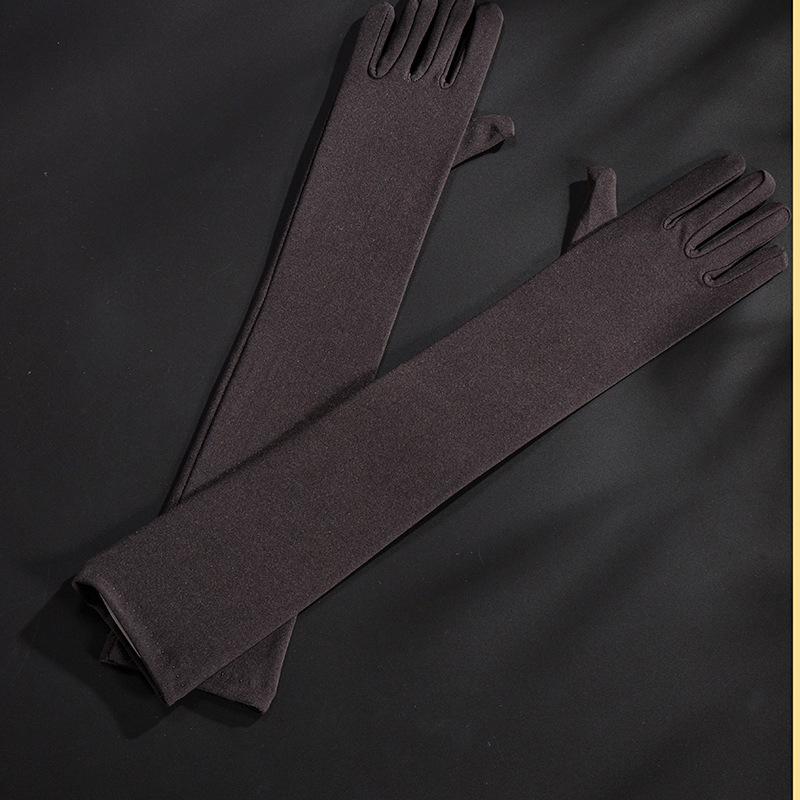Women Long Spandex Multicolor Solid Retro Cosplay Stage Performance High Stretch Breathable Gloves Drive Cycling