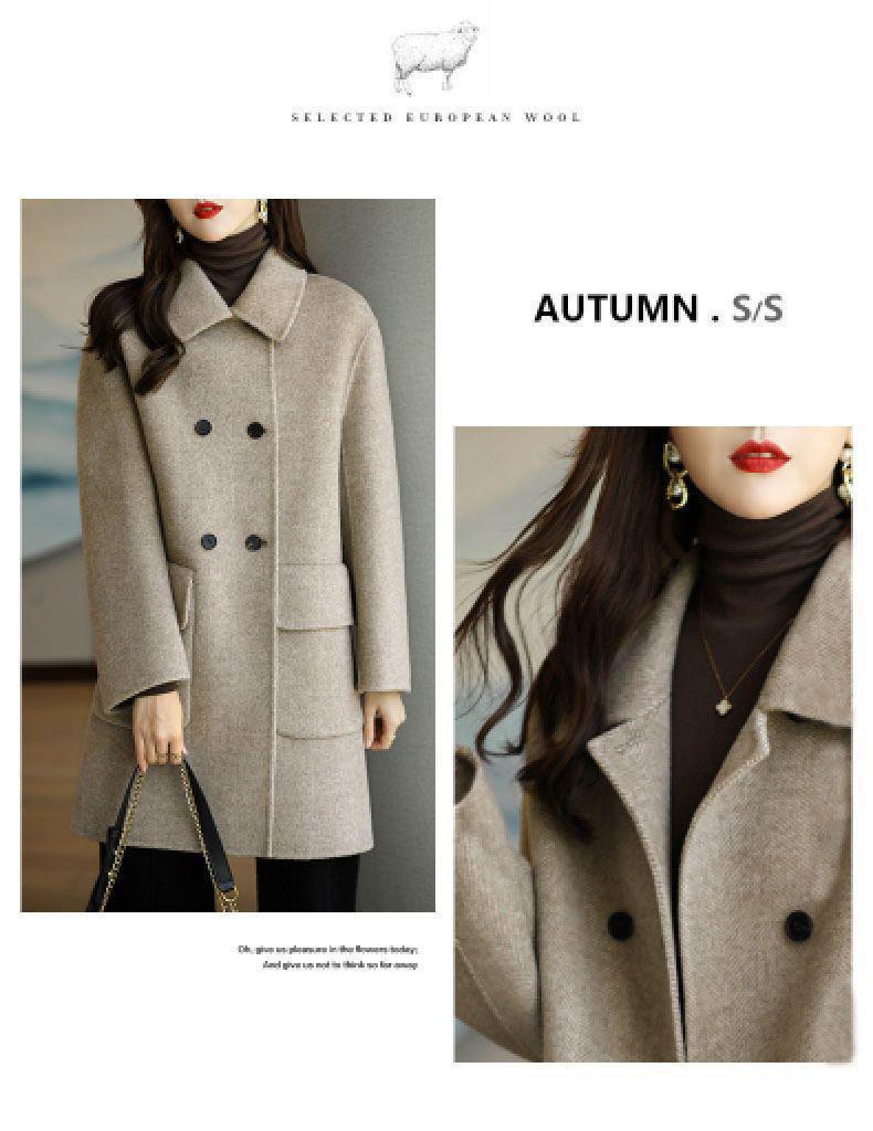 2025 Autumn/Winter Women's Korean-Style Slimming Mid-Length Wool Coat