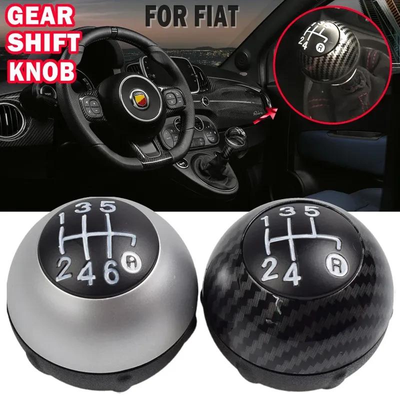 6 Speed Gear Shift Knob Shift Transmission Lever Knob Manual For Fiat 500 2012-2018 Chrome+Red 55344048