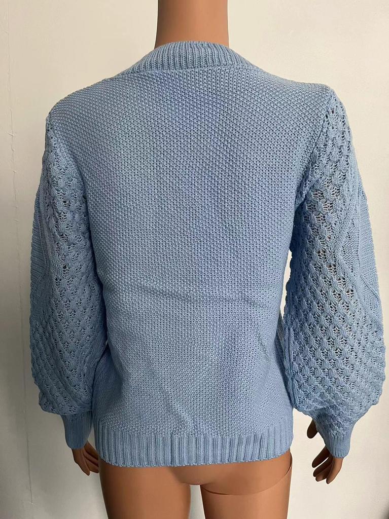 Women's Long Sleeve Cable Knit Pullover Sweater by Dunhuang
