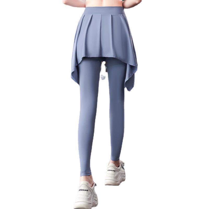 Pantalon Jupe de Yoga Taille Haute pour Femme - Amincissant, Soie Glacée Respirante, Style Deux Pièces pour la Course et le Fitness