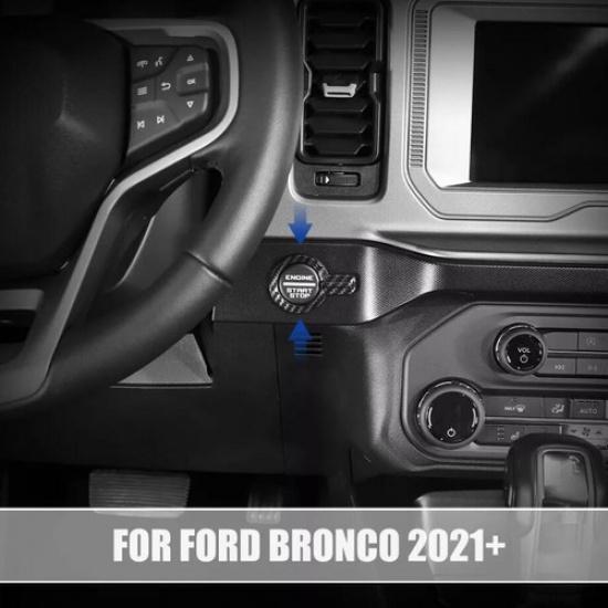For -2024 Ford Bronco Carbon Engine Start Stop Push Button Switch Cover Trim