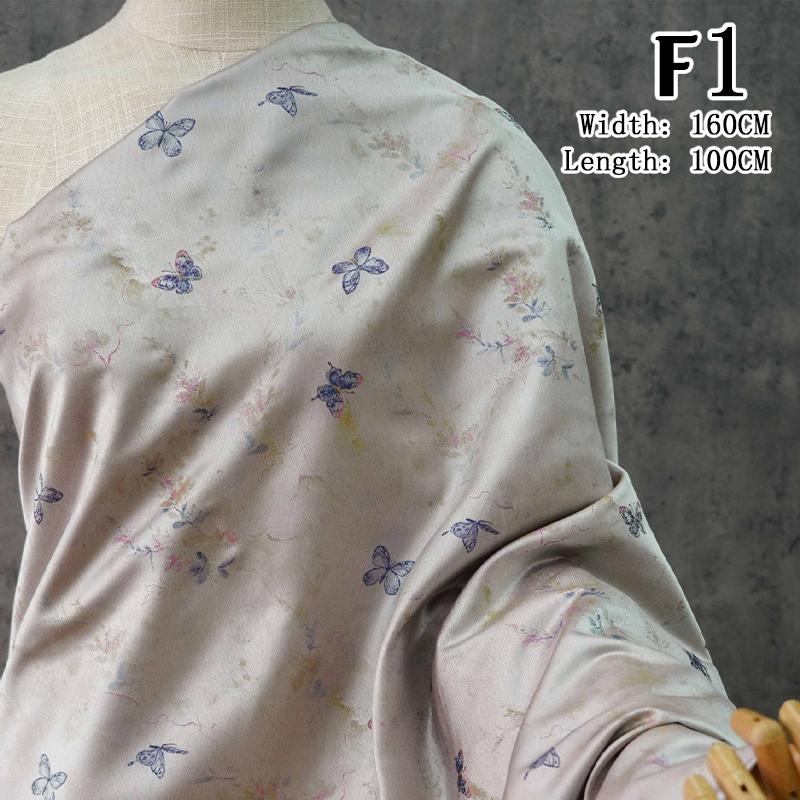 1M Butterfly Jacquard Satin Fabric For Sewing Chinese Hanfu Dress Cheongsam Bag Pillowcase Apparel Material Brocade Fabric