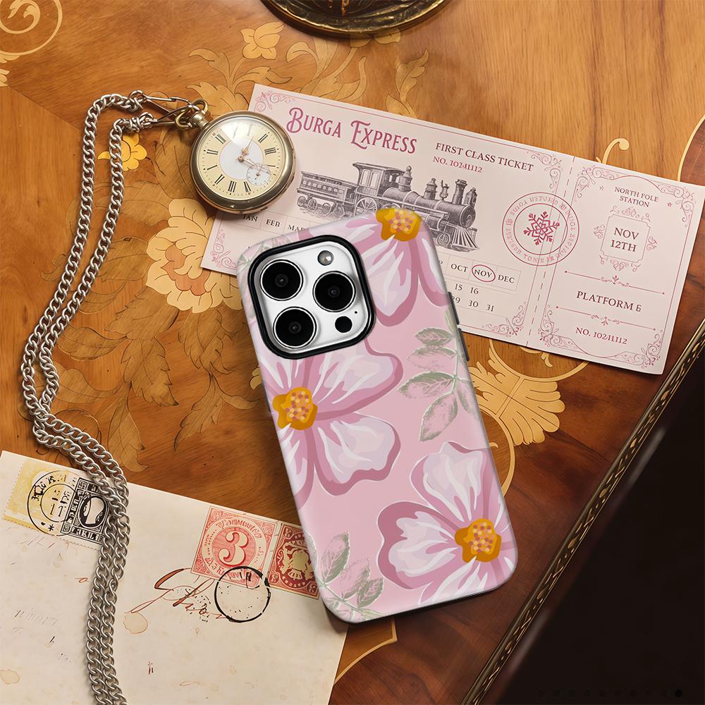 Soft Pink Florals Phone Case for IPhone 17AIR 16E 16 15 14 13 12 11 17 Pro Max Plus Double-layer Back Cover