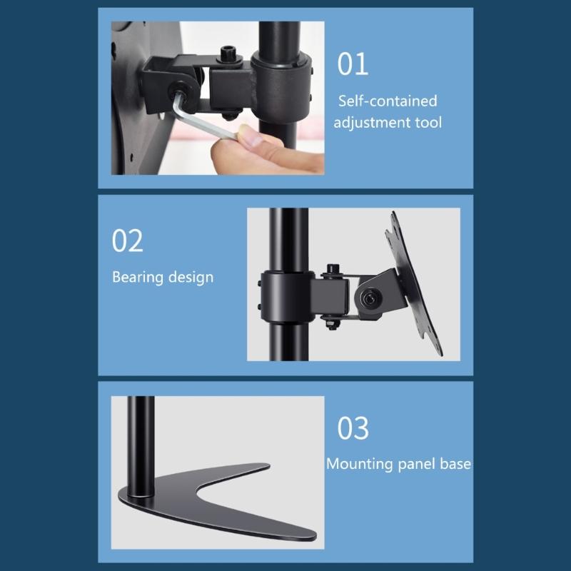 Height Adjustable Computer Monitors Stand for 14 To 27inch Displays with Vesa Base and Swivels