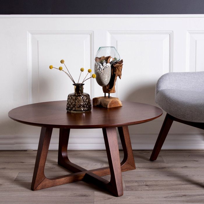 Table basse placage de noyer Ø 75 x 36 cm