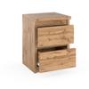 Wotan Oak Bedside Cabinet 30 Cm 2 Drawers Table Tv Stand For Loft Bedroom