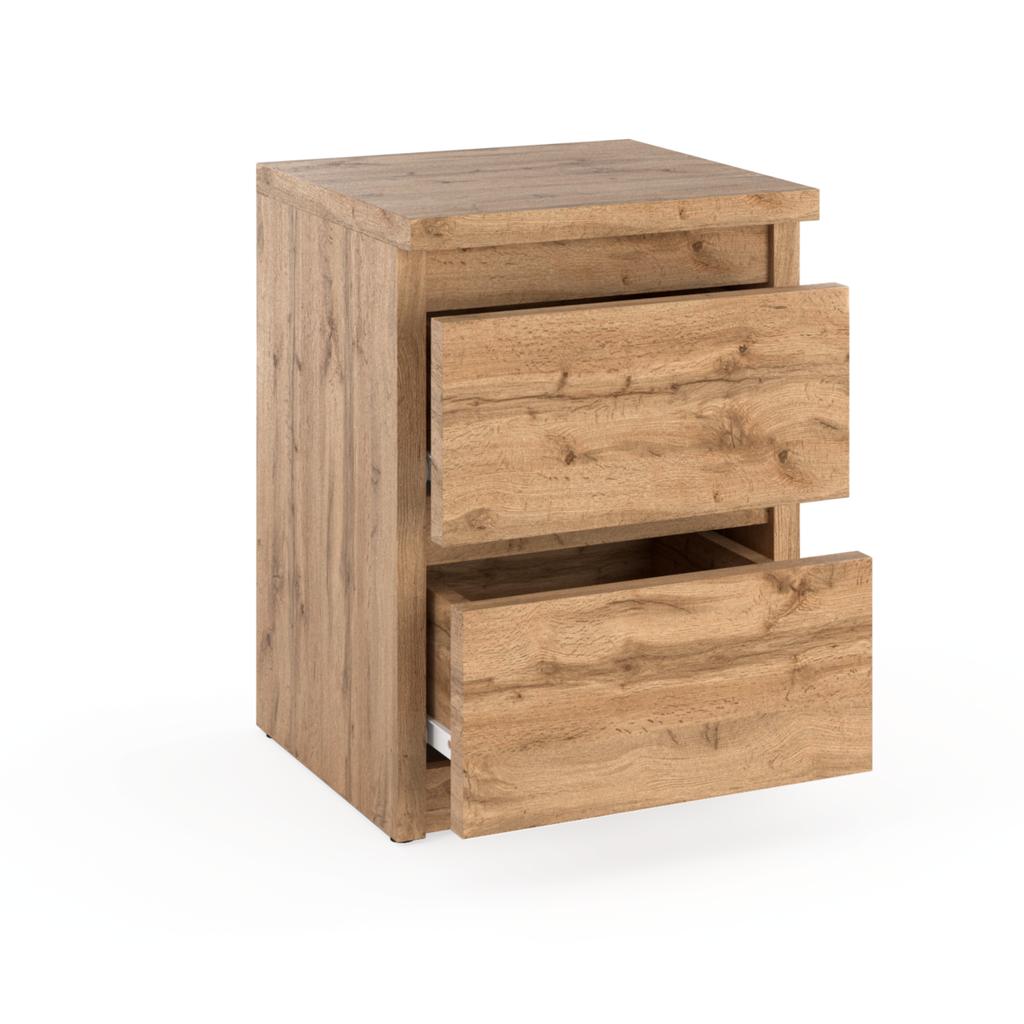 Wotan Oak Bedside Cabinet 30 Cm 2 Drawers Table Tv Stand For Loft Bedroom