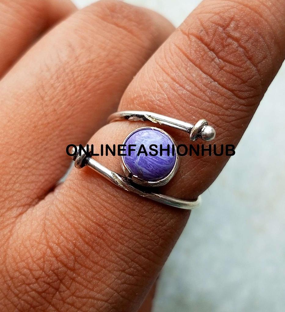 Charoite Gemstone 925 Sterling Silver Plated Lovely Ring Jewelry NST-LR1