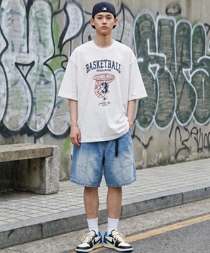 MODERMENT Real Overfit Buzzer Beater Short Sleeve T-Shirt [Violet]