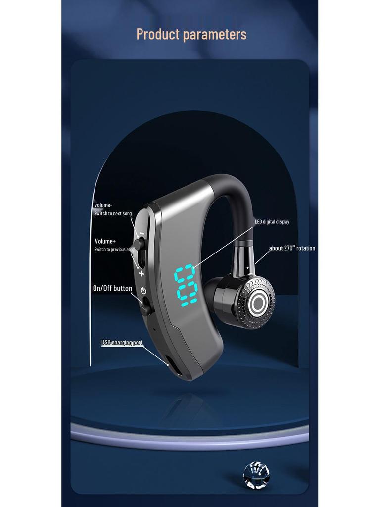 V9 Wireless Bluetooth Earphones: Low Latency, Ear-hook Design, Long Battery Life, Ideal for Gaming, Business, Sports, and In-ear Use