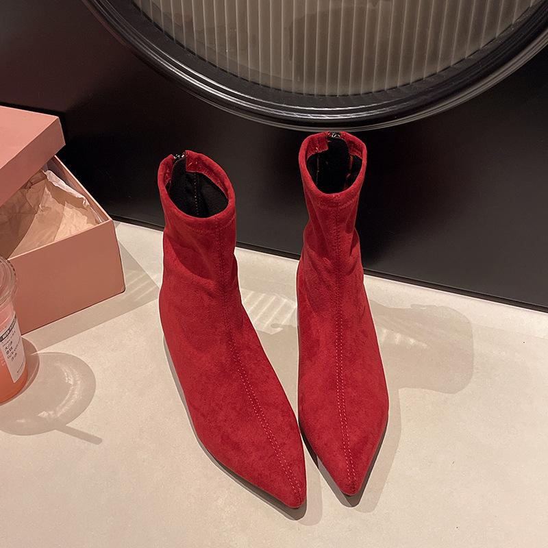 

2025 новые ботильоны на скрытой платформе в стиле ретро из замши на низком каблуке, с коротким голенищем, тонкие, женские ботильоны с острым носком, женские ботинки Мартин, интернет-знаменитости 42