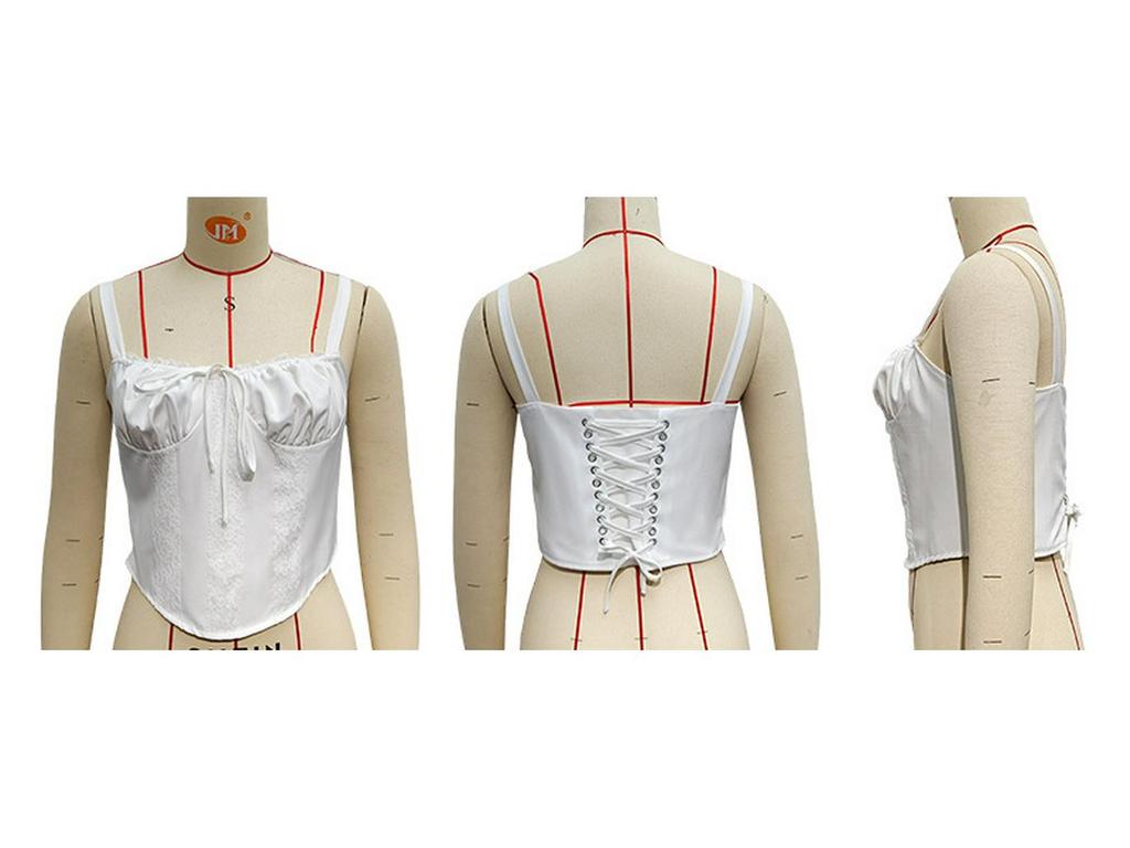 2025 Summer Sexy Lace Patchwork Tie-Up Sling Vest for Women