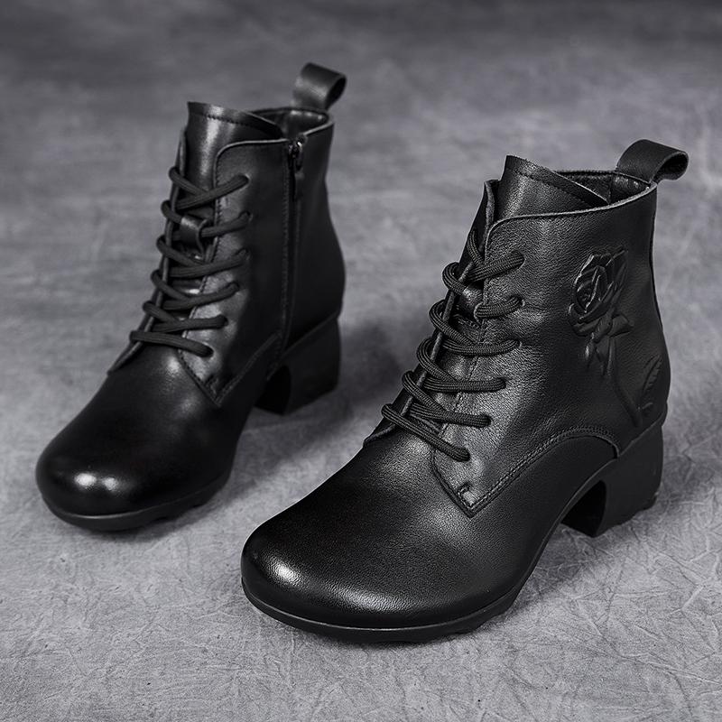 

Модные женские ботильоны GKTINOO Весна Осень Натуральная кожа Высокий каблук Ботильоны для женщин Обувь Ретро Ручная работа Молния Короткие ботинки 250