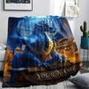 1PC Custom Name Dragons Fiery Majesty Patterned Flannel Blanket Suitable For All Seasons for Home Decor Warmth and Comfort Gifts Holiday Present_lx