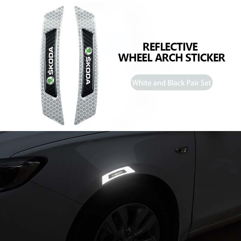 AAFM1 For Skoda Car Wheel Eyebrows Reflector Sticker Strip Safety Warning Reflective Accessories Fabia Kamiq Superb Scala Enyaq-iV MK3