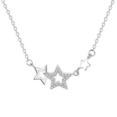 Women Rhinestone Five Pointed Star Pendant Clavicle Chain Necklace Jewelry Gift