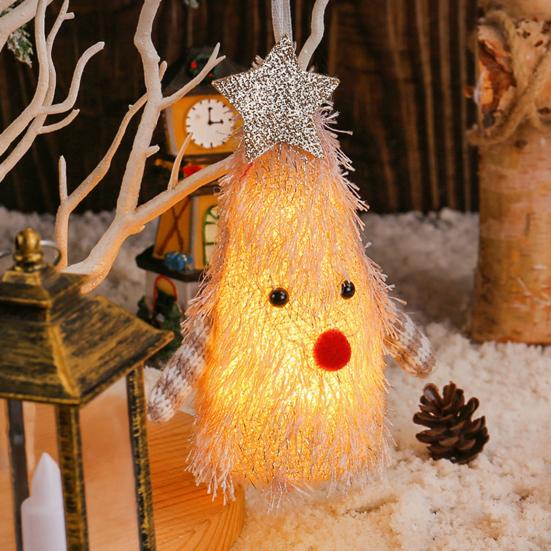 Christmas Tree-shaped Doll with Lights Star Decor Christmas Element Tabletop Decor Home Decoration Figurine