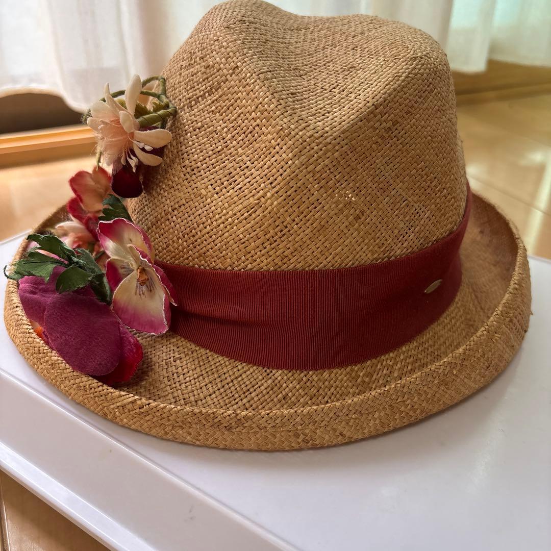 Used CA4LA straw hat straw hat with flower decoration