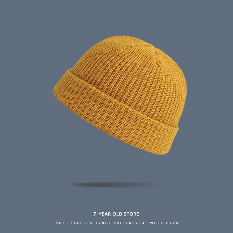 

Hat autumn and winter men s melon hat outdoor yuppie warm wool hat solid color hip hop knitted hat cold hat women One size імбирний