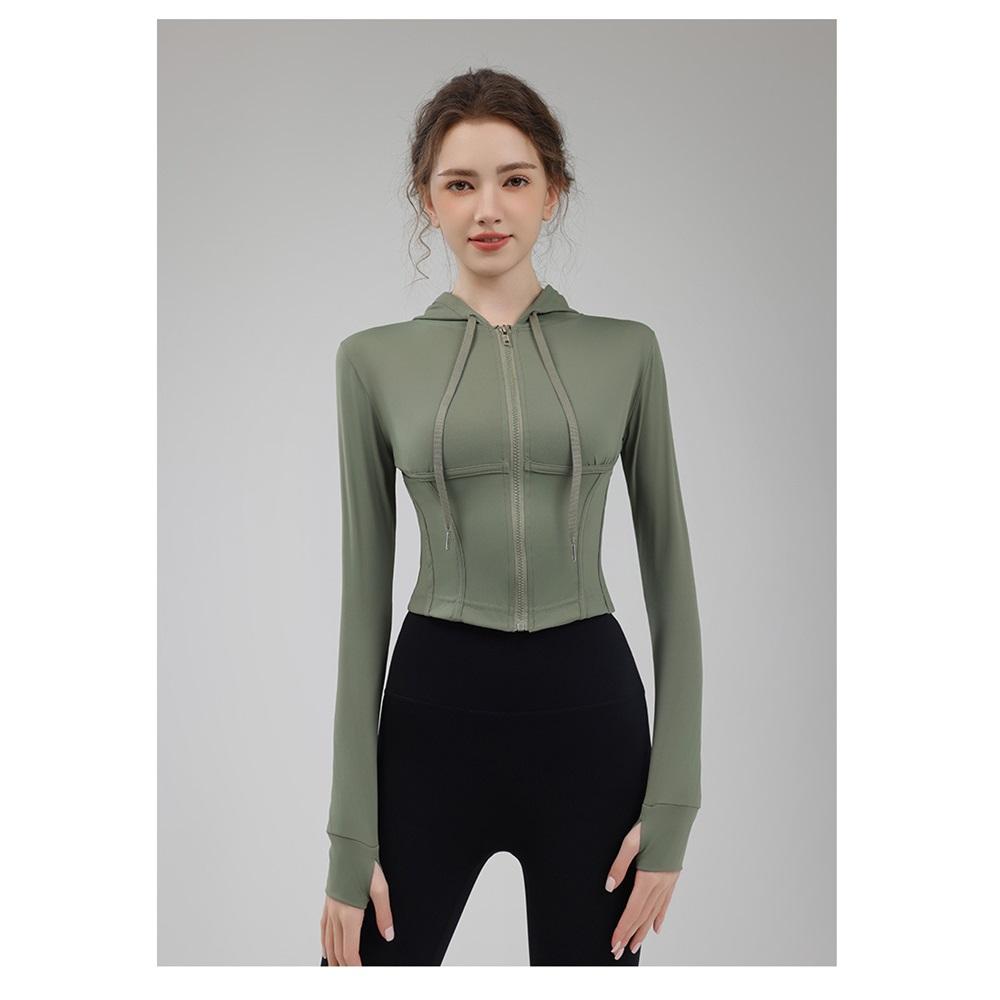 New Quick-drying Zipper Short Yoga Wear Jacket, Women's Sports Top, Gym Long-sleeved, High-end Running Style For Autumn And Winter