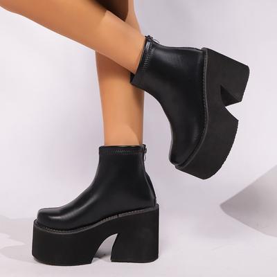 Super High Heels Damen Plateau Stiefeletten Designer Neue Chunky Lederschuhe Winter 2024 Trend Fashion Goth Chelsea Botas Mujer