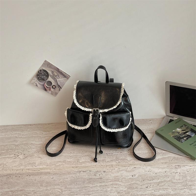 Schoolbag Sweet High-value Backpack Bag Female Foreign Style 1011 New Trendy Fashion Cute Backpack Korean Version Portable Small Square Bag