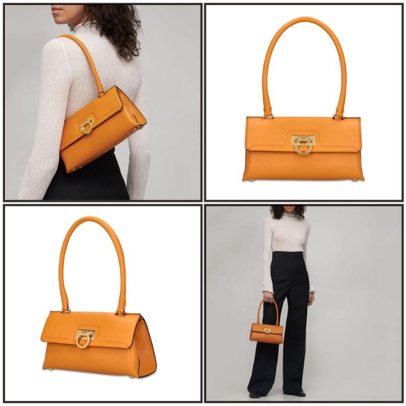 

Underarm bag Lock shoulder bag Leather large capacity handbag Commuter handbag Women s bag 13.5X26X8.5cm оранжевый