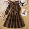 Robes Mode Filles pour l'Automne: Robe Longue Dentelle ajourée Élégante pour Enfants