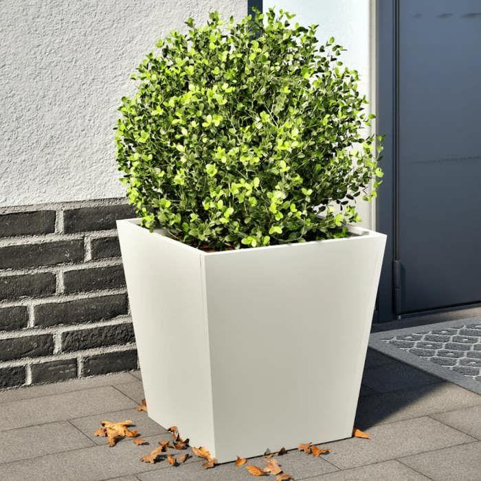 VidaXL Planters 2 Pcs White 40x40x40 Cm Steel, Outdoor Planter, Flower Box, Garden Box, Planter 851055